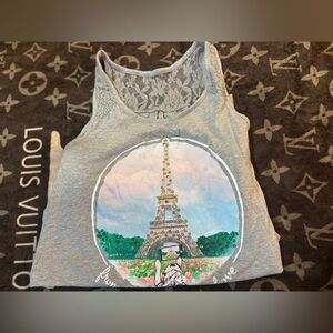 Justice Gray Tank Top with Eiffel Tower Design